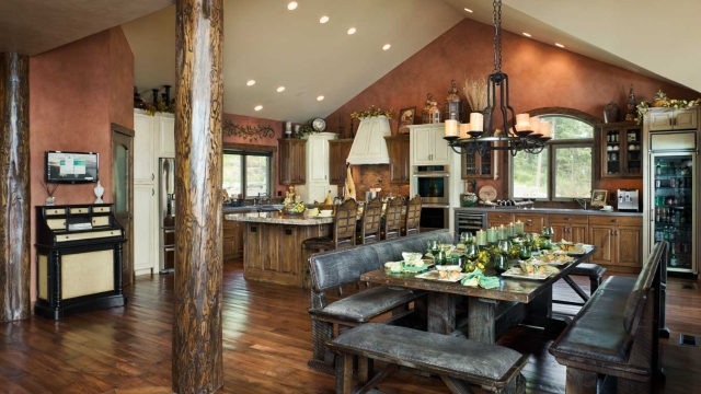 flathead lake retreat kitchen dining desk