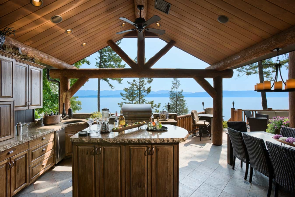 flathead lake retreat outdoor kitchen