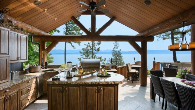 flathead lake retreat outdoor kitchen