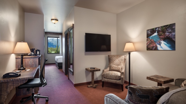 Interior, horizontal, king suite room, Country Inns & Suites, Kalispell, Montana; Greg Bain & Company kalispell builder hotel room