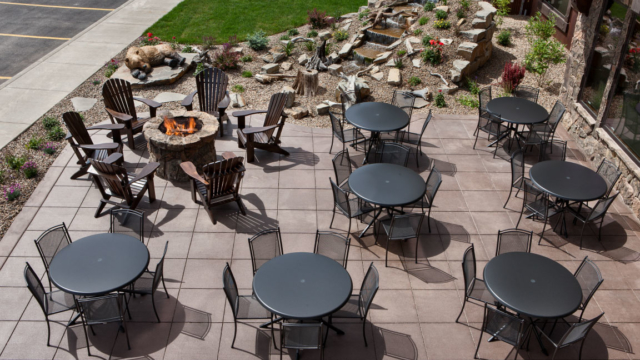 outside patio seating area